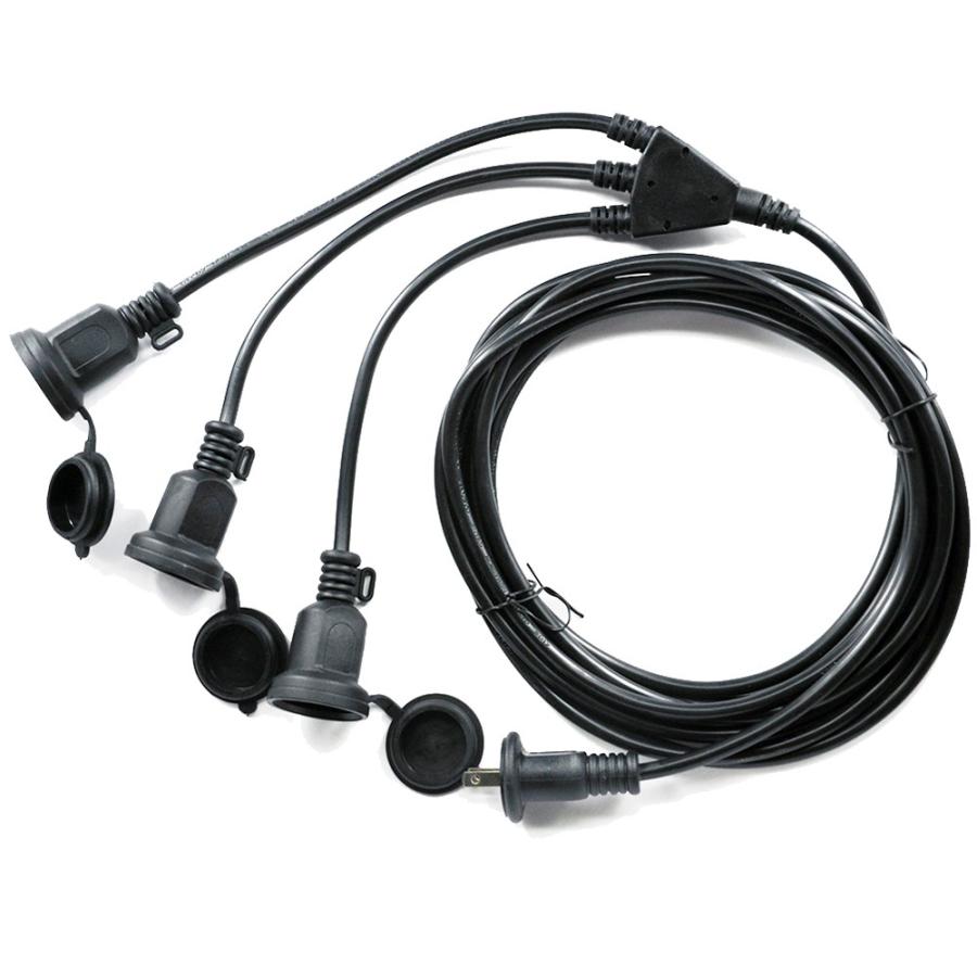 SUCCUL（サクル） 延長コード 10m 3分岐 防雨型 防水 電源コード LED