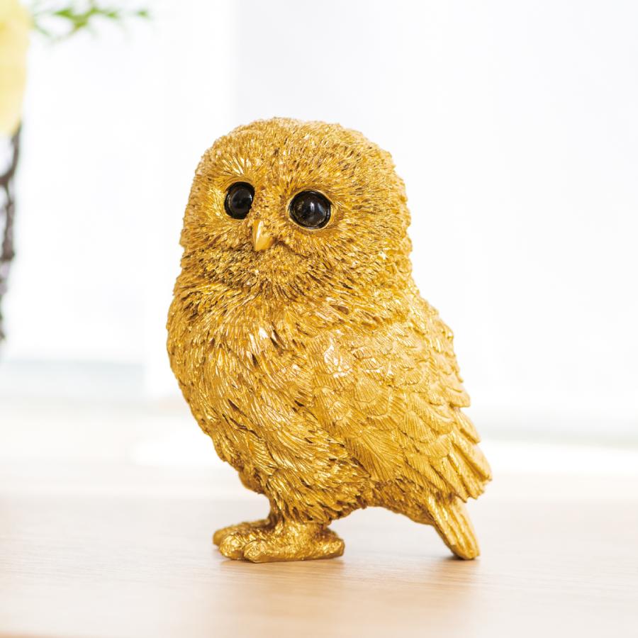 金運黄金大明神（福来）】フクロウ 縁起物 開運 幸運 ふくろう 金色