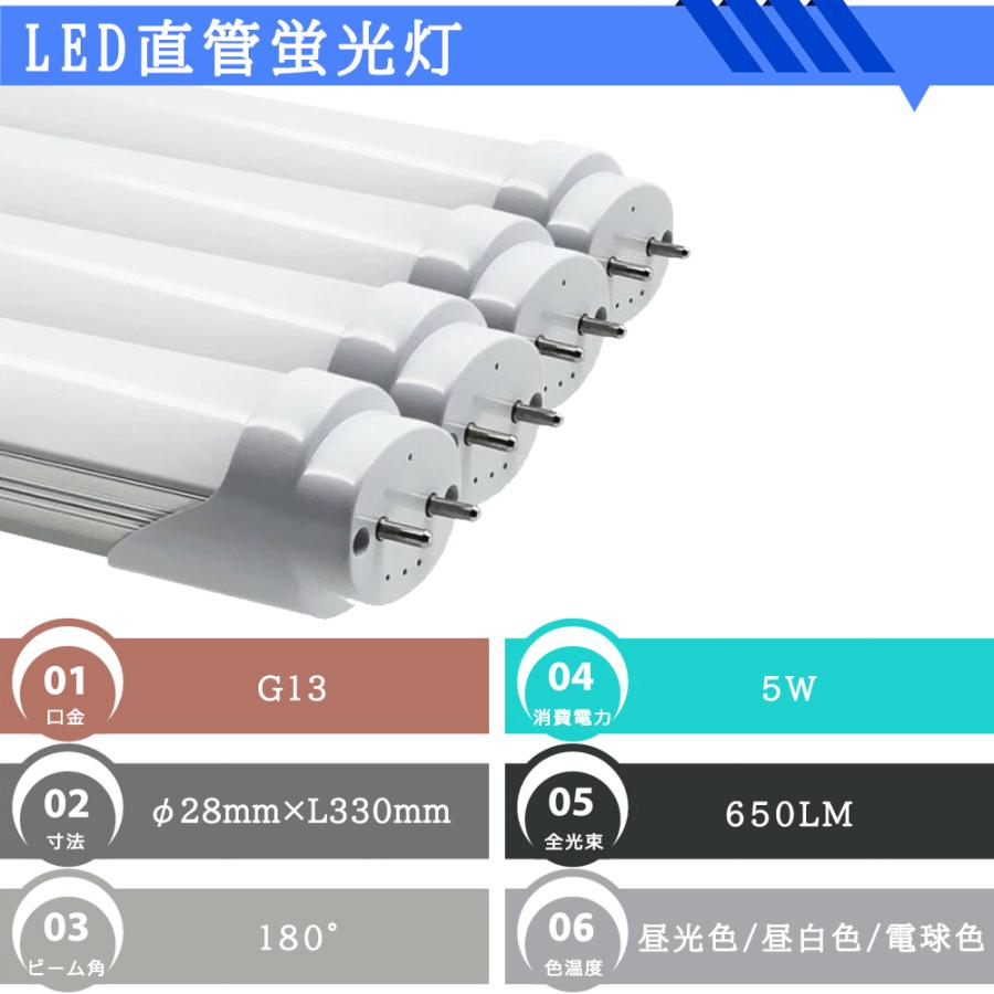 LED蛍光灯 10W形 LED直管蛍光灯 330mm 10W型 昼光色 昼白色 電球色 直