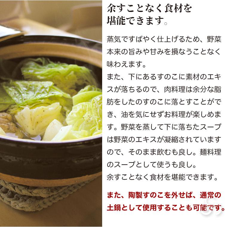 長谷園 蒸し料理用土鍋 伊賀焼 ヘルシー蒸し鍋 黒 大 AZW-18 土鍋 日本