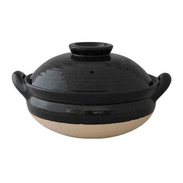 長谷園 蒸し料理用土鍋 伊賀焼 ヘルシー蒸し鍋 黒 大 AZW-18 土鍋 日本