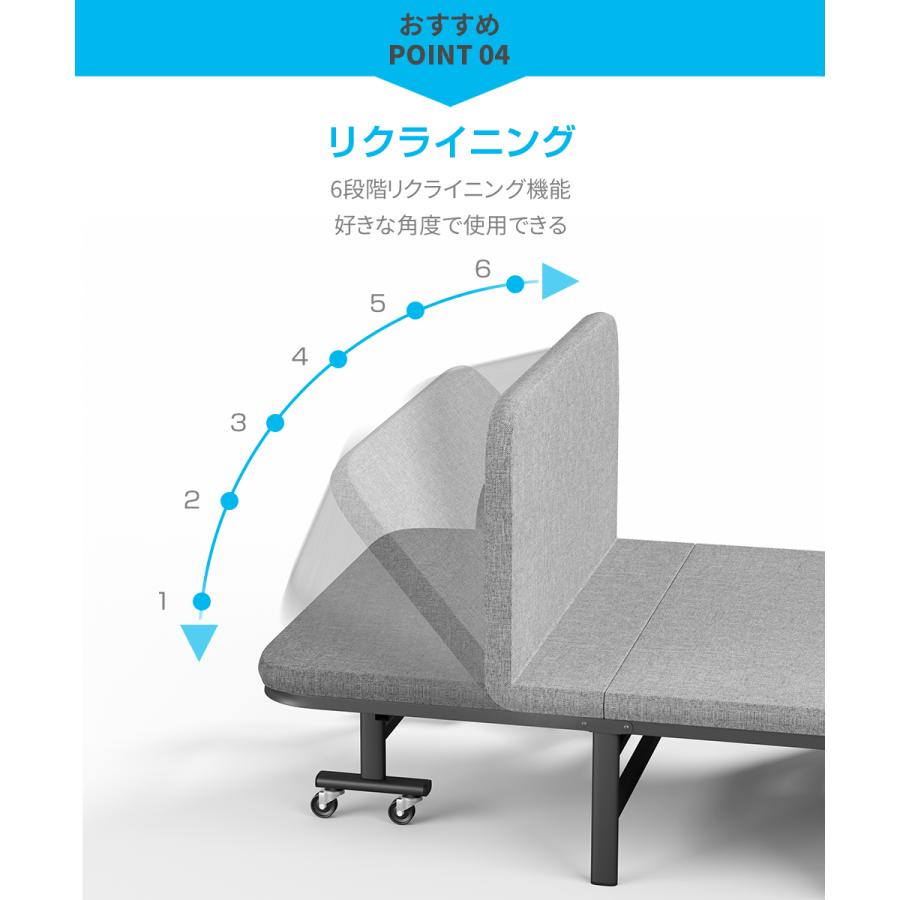 折りたたみベッド コンパクト シングル 四つ折り リクライニング