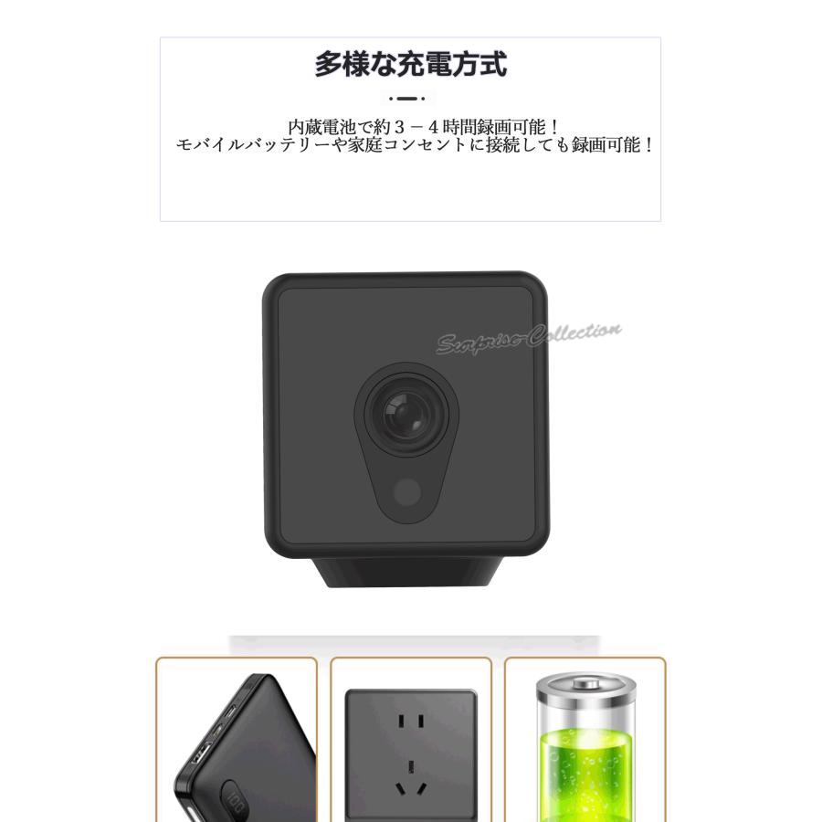 防犯カメラ ワイヤレス WiFi 小型 200万画素 不可視赤外線 動体検知 SD