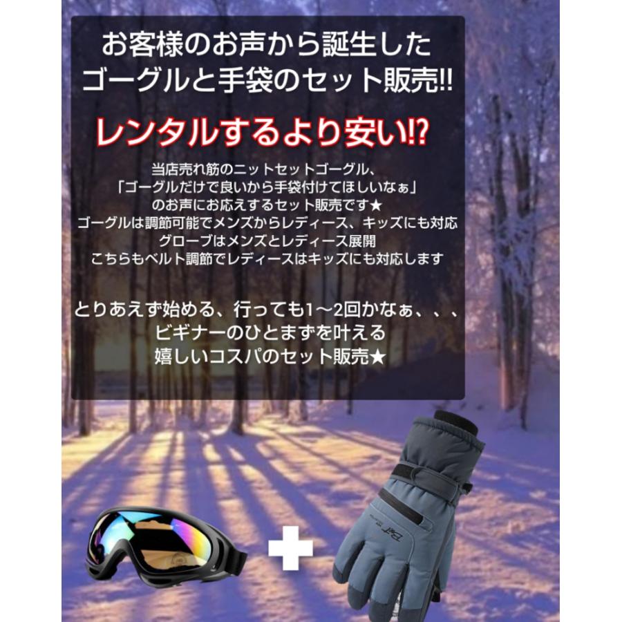 スキー ゴーグル 手袋 2点セット スノーボード スノボ レディース
