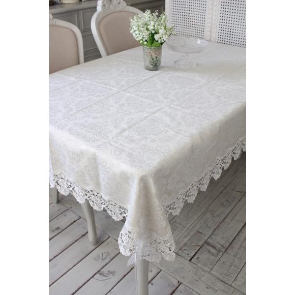SALE30%OFF) 撥水 テーブルクロス オフホワイト レース 135×190cm