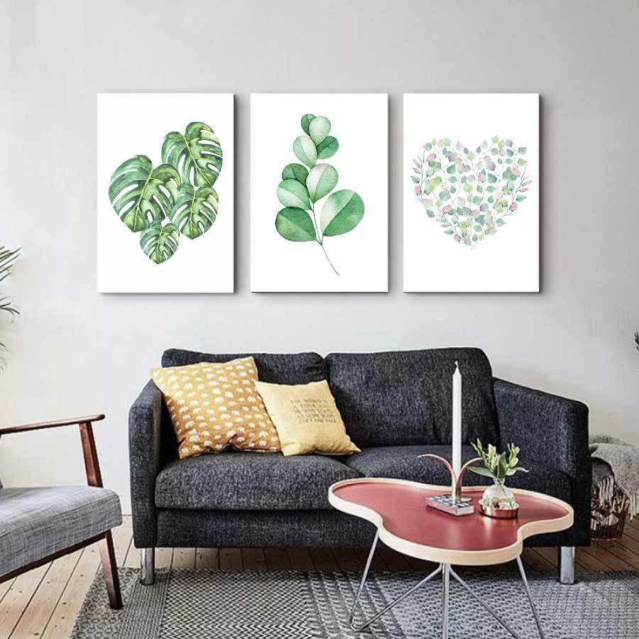 植物 ファブリック 3枚セット パネル アート キャンパス 絵 40×30