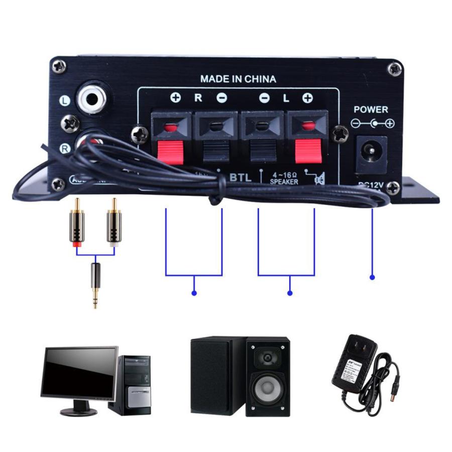 ミニオーディオパワーアンプampスピーカーデジタルbluetooth 12v lcd