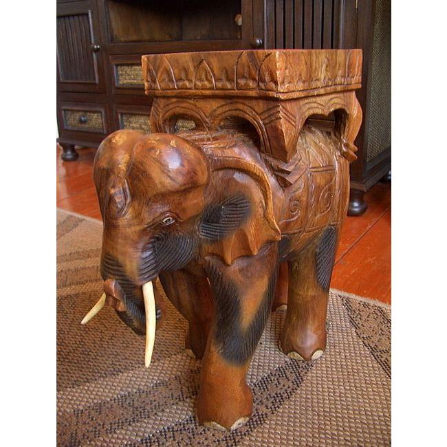 アジアン雑貨 タイ 木彫り オブジェ 置物 インテリア 【象彫刻 花台