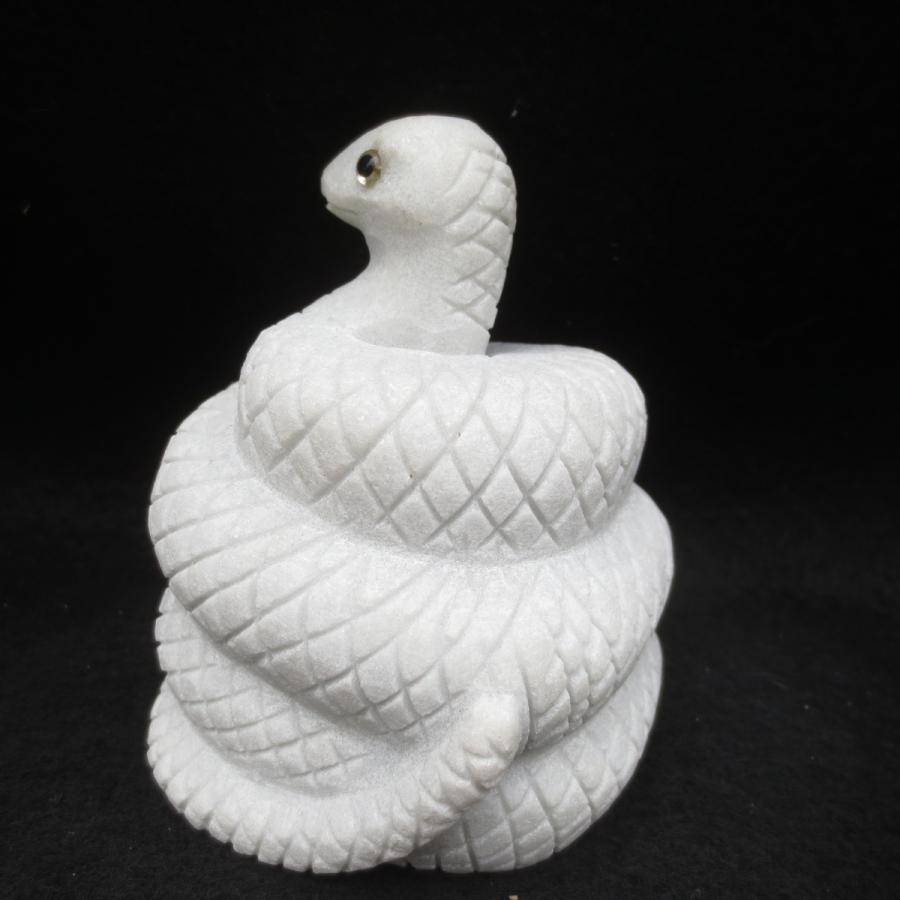 白蛇 白へび ヘビ 蛇 高さ約9cm 巳年 干支 十二支 White snake 金運