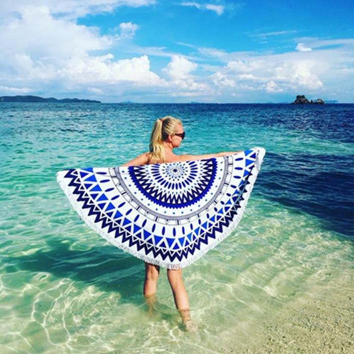 ラウンドビーチタオル 円形 大判 海 海水浴 ピクニック ビーチマット
