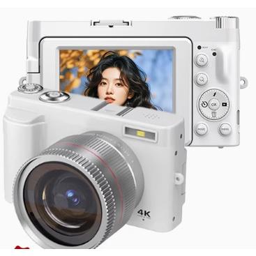 デジタルカメラ 4K デジカメ 6400万画素 180度回転可能ディスプレイ 自