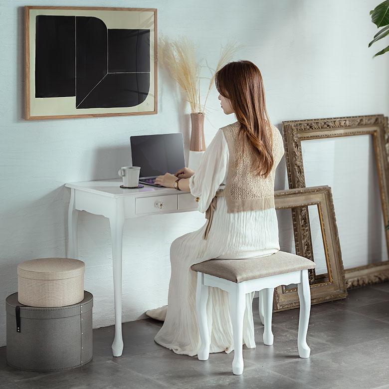 デスク ドレッサー テーブル 猫脚 化粧台 90cm幅 おしゃれ 可愛い 北欧