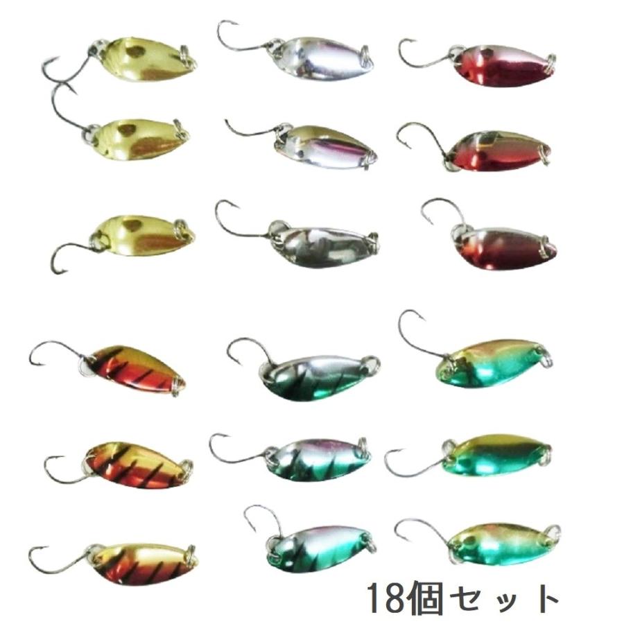 スプーンルアー 3g 18個セット 全6色×各3｜選べる楽しさ！渓流・湖