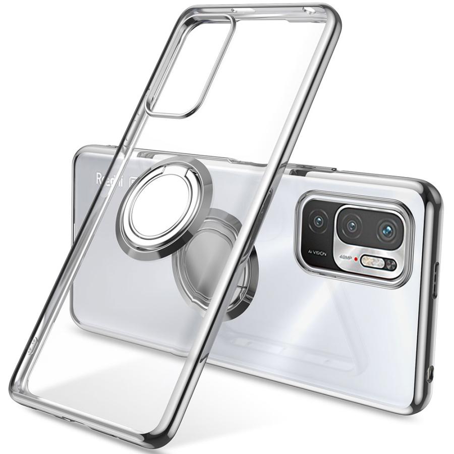 Redmi Note 10 JE XIG02 ソフトケース 360度回転 リング付き スタンド