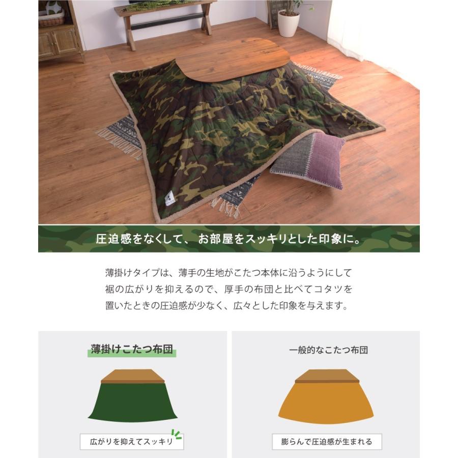 東谷 こたつ布団 正方形 おしゃれ 迷彩 190 防寒 こたつ掛け布団 薄