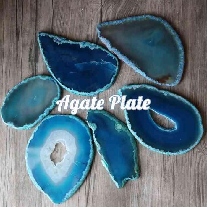 瑪瑙 アゲートプレート 青 ワンコイン 1枚 天然石 台座 飾り