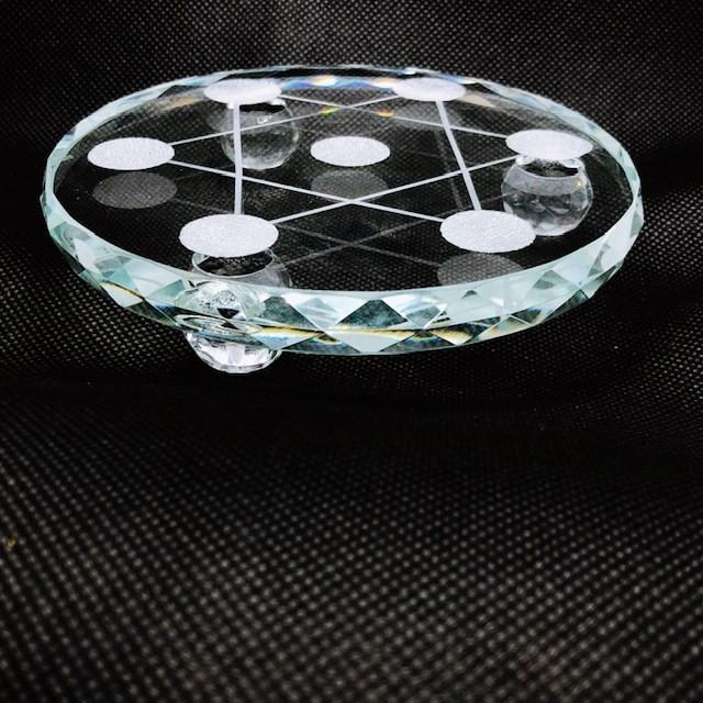 セール ストーンサークル 丸玉 スフィア 台座 ガラス製 12cm 七星陣