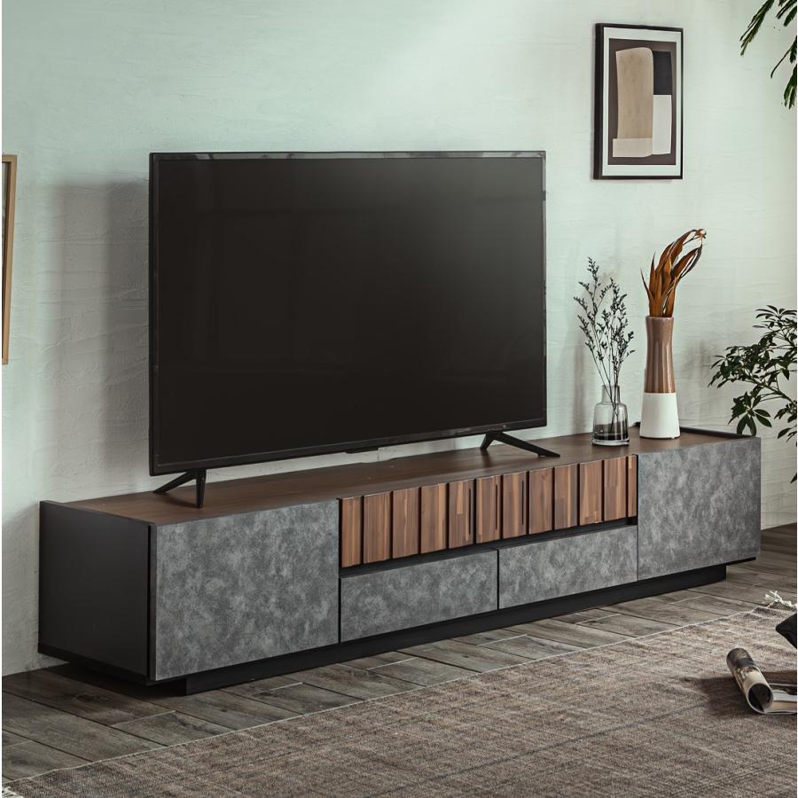 テレビ台180cm 75インチ対応 完成品 グレー＆ブラウン 日本製
