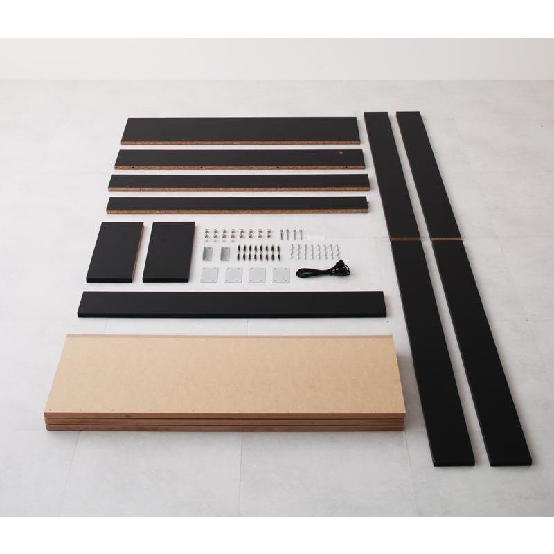 シングルベッド 棚・コンセント・マットレス付き フロアベッド