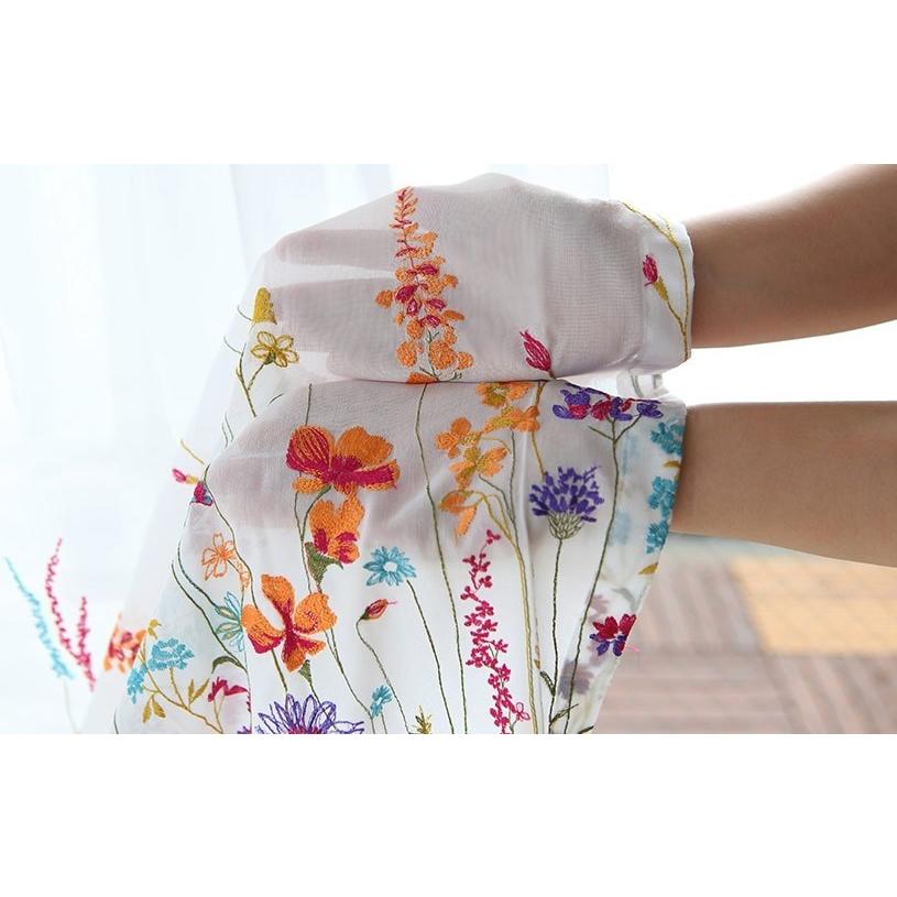 スミノエ レースカーテン オーダー ミラー 刺繍 洗濯可能 UVカット