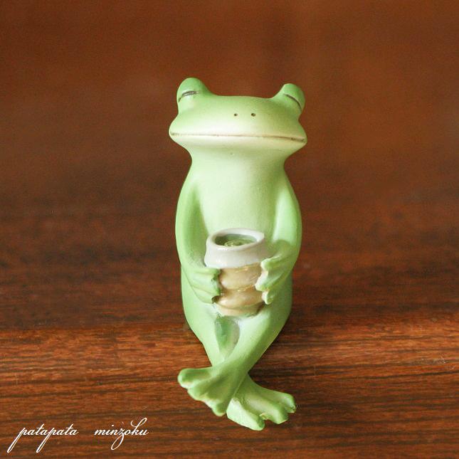 Copeau コポー お茶で一服するカエル 置物 ダイカイ カエル オブジェ