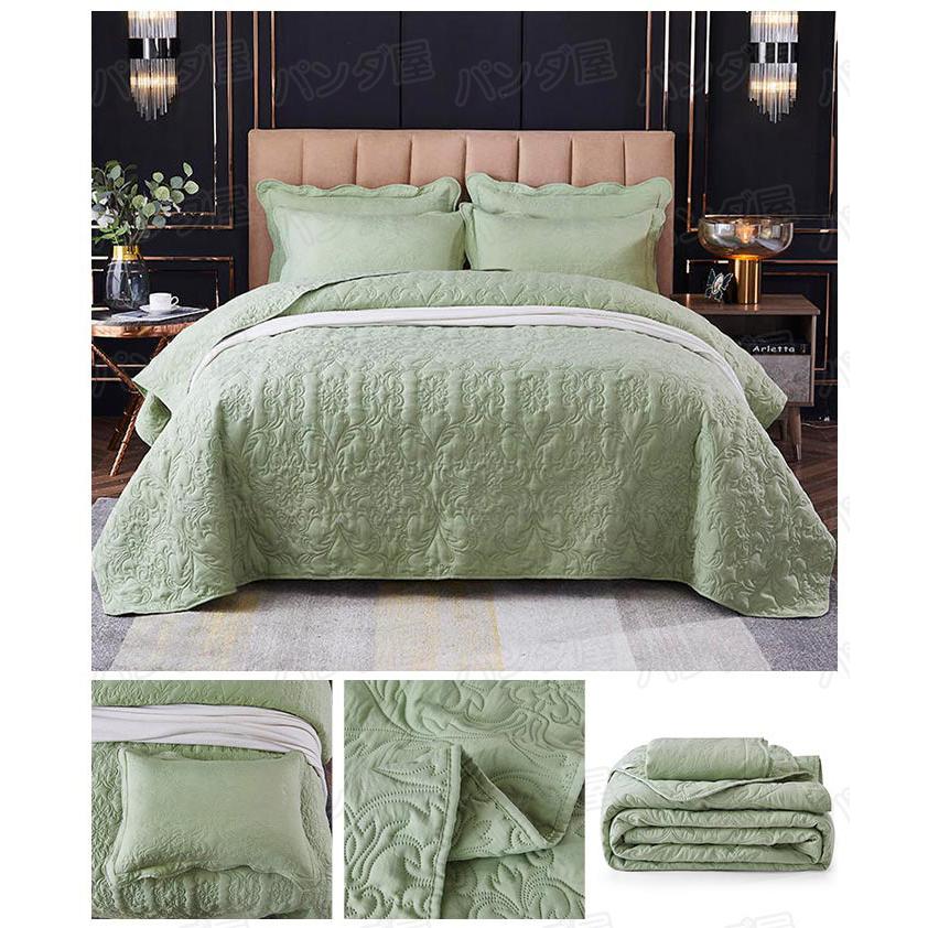 ベッドカバー キルト キルティング 綿 3点セット シート 枕カバー