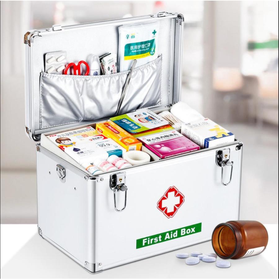 救急箱 薬箱 救急ボックス 2段 ツールボックス 薬入れ 小物入れ アルミ