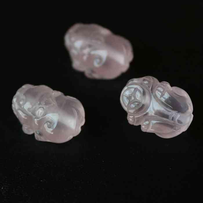 貔貅 ひきゅう 貫通パーツ スター ローズクォーツ 天然石