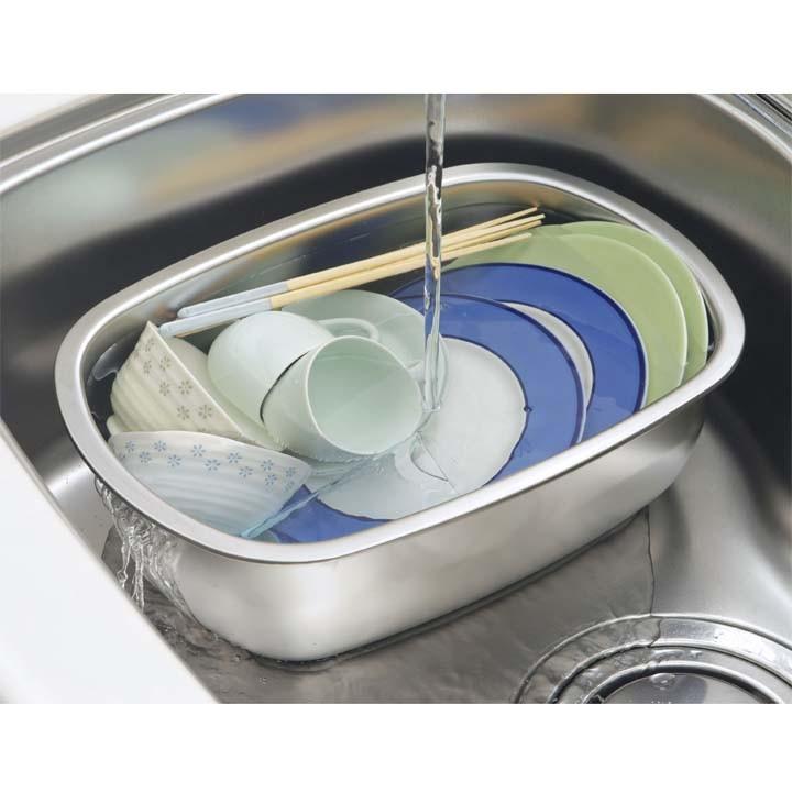 洗いおけ 食器洗い シンクまわり ステンレス 小判型 洗い桶 足付 30248