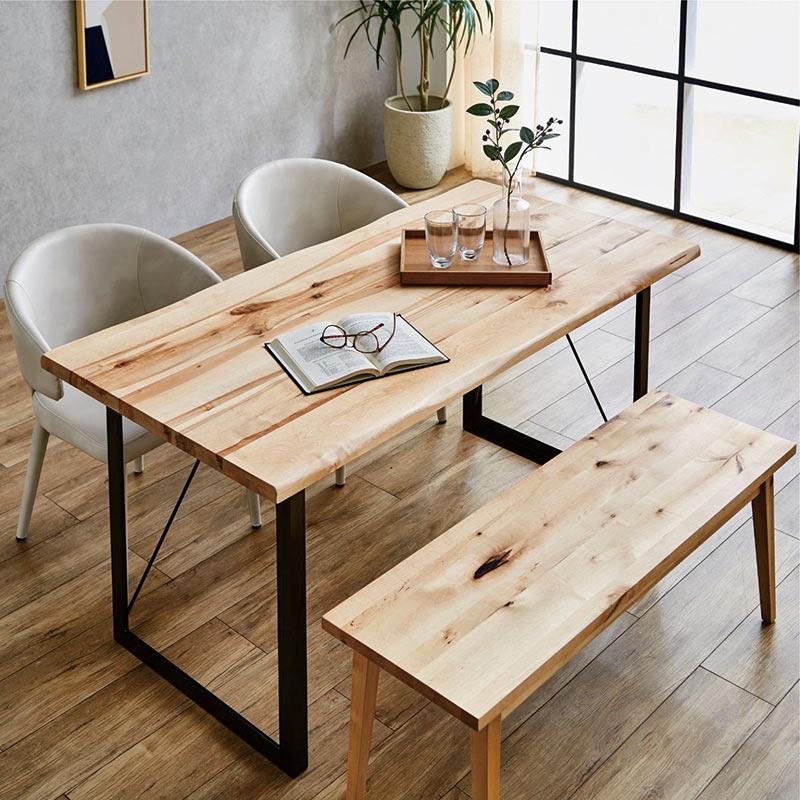 無垢材 ダイニングテーブルセット 4人掛け 幅150cm ベンチ チェア付