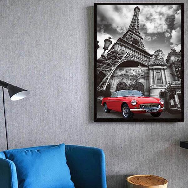 3枚セット 33×43cm アートパネル 枠付きフレーム絵画 エッフェル塔