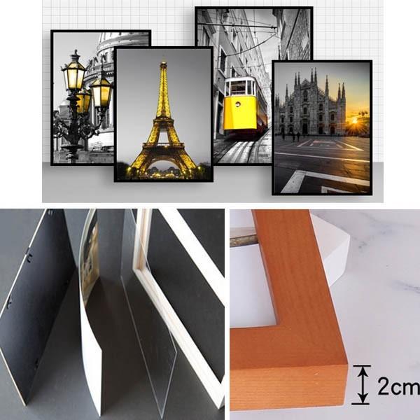4枚セット 33×43cm アートパネル 枠付きフレーム絵画 パリ 町並み