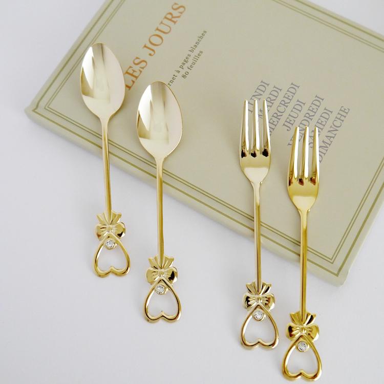 カトラリー 各2本セット コーヒースプーン ヒメフォーク リボン ハート