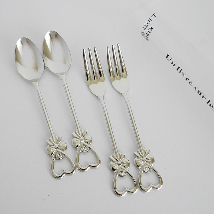 カトラリー各2本セット スプーンフォーク リボンハート シルバー