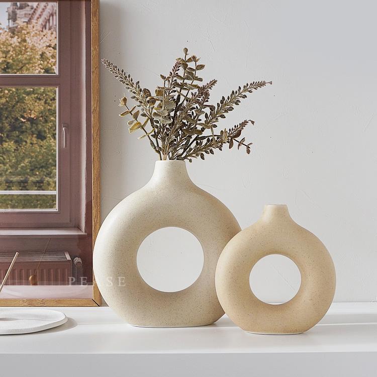 フラワーベース 花瓶 Sサイズ ラミック ドーナツ型 丸形 丸 おしゃれ