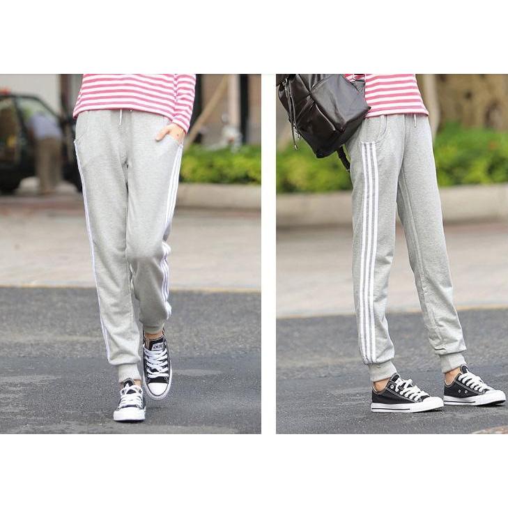 Lサイズ レディース 男女兼用 サイドラインパンツ グレー 女性 メンズ