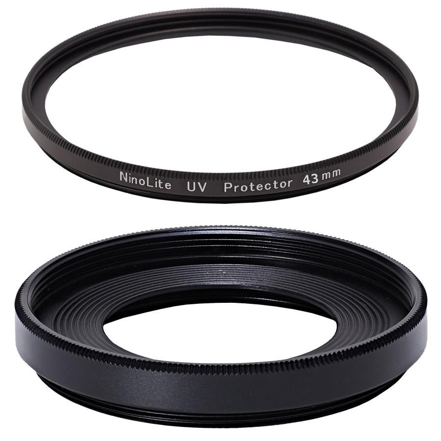 2点セット NinoLite EW-43 互換 レンズフード と UVフィルター 43mm の