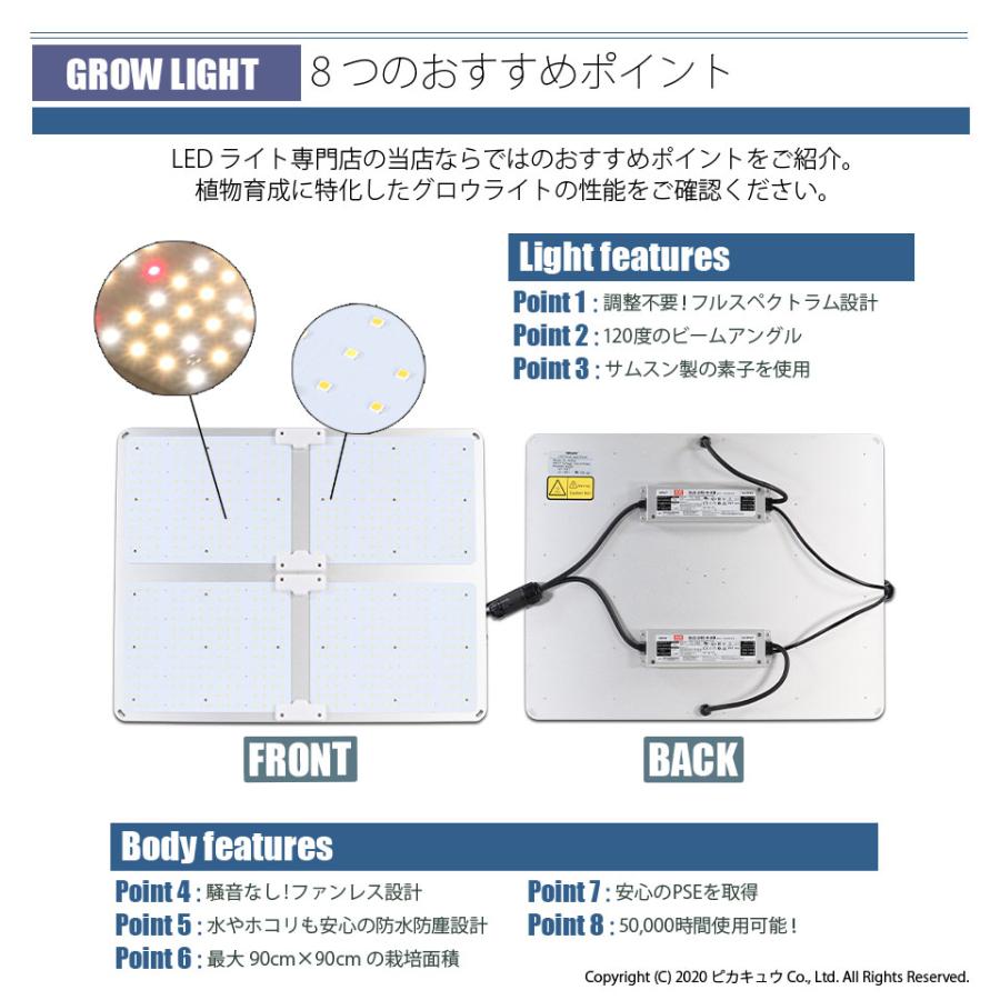 グロウライト ファンレス 薄型 設計 450W 180cm×180cm アングル120度