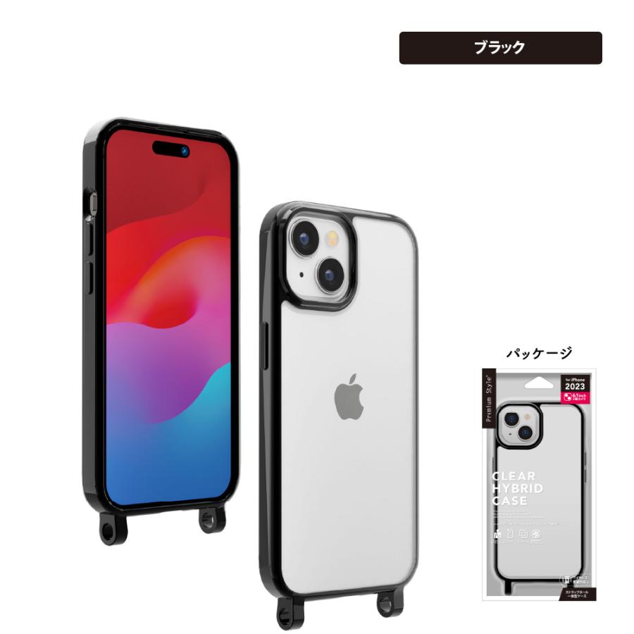 Premium Style iPhone15 ケース カバー クリア ブラック 透明 黒