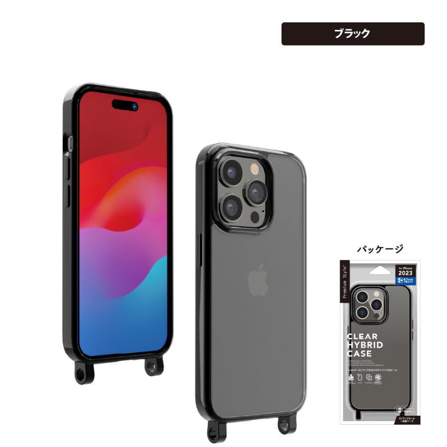 Premium Style iPhone15Pro ケース カバー クリア ブラック 透明 黒