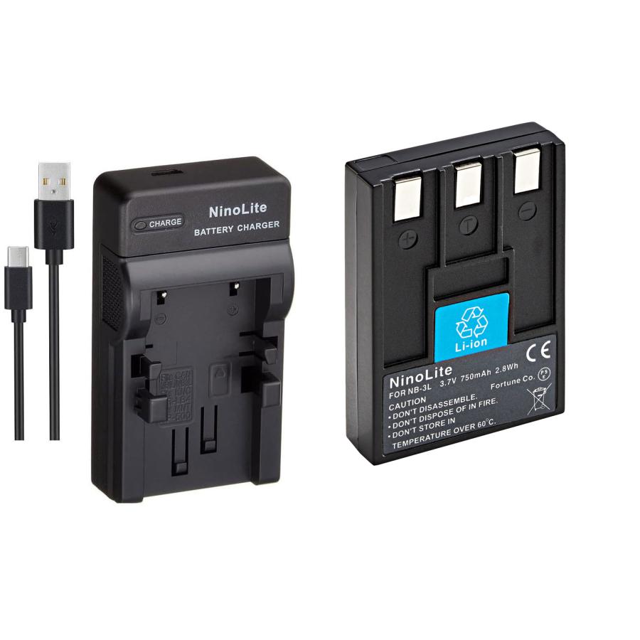 DC17 USB型充電器 CB-2LU と キャノンNB-3L 互換バッテリーのセット