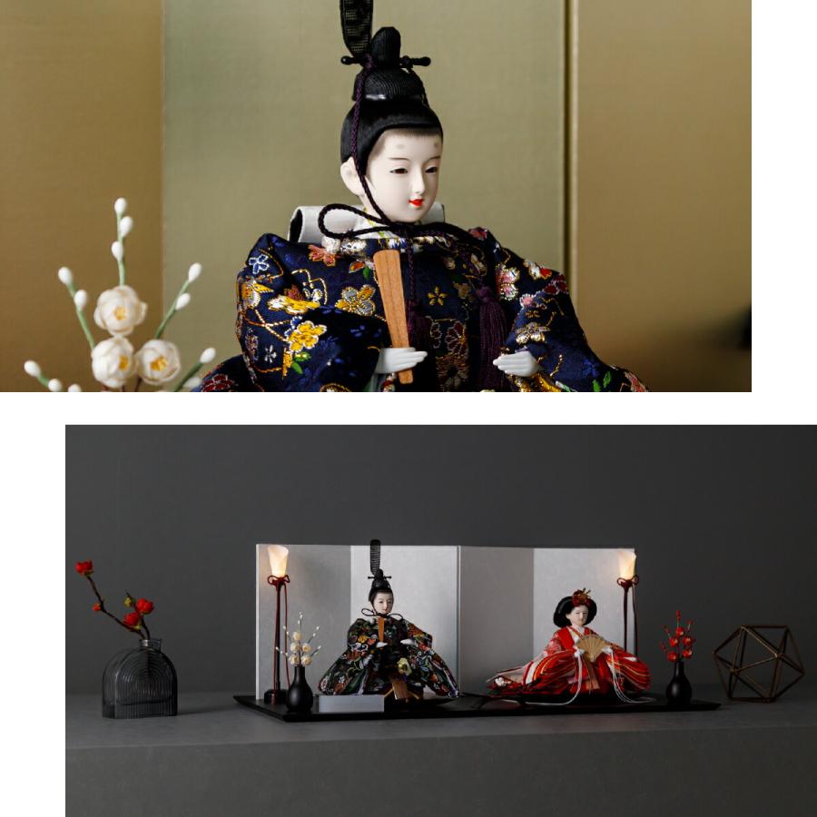 ぷりふあ 雛人形 親王飾り 高級 PREFER CLASSIC 黒塗台 平飾り お道具