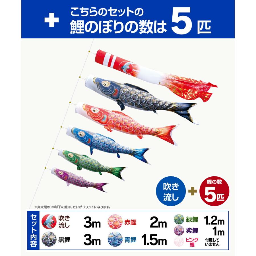 徳永鯉のぼり 真太陽 3m 8点セット 庭園用大型セット ポール別売り