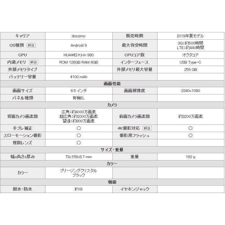 新品 未使用品 白ロム」docomo simフリー Huawei P30 Pro hw-02L Black