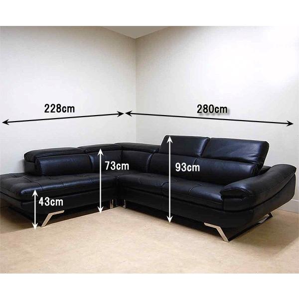 Y-4058】コーナーリビングソファ（L字）黒 ※向き逆有 : クインシーズ