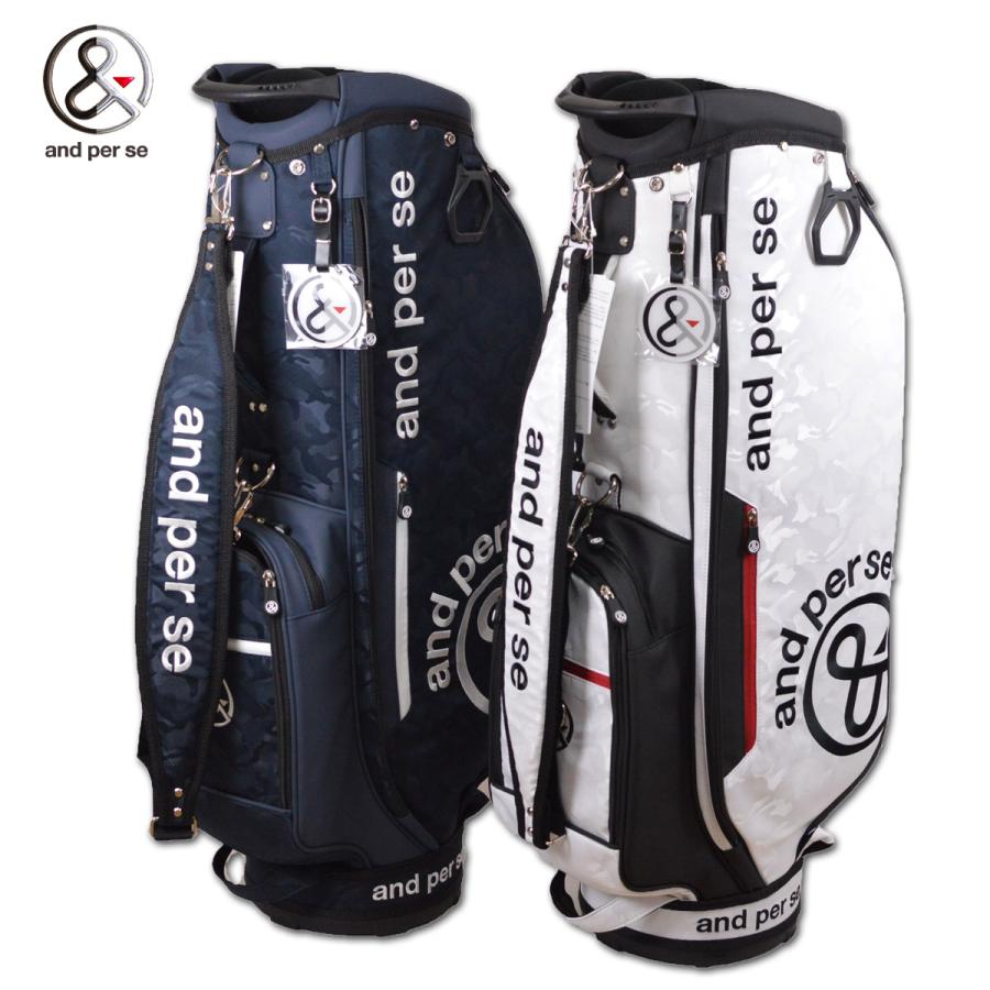and per se（アンパスィ） キャディバッグ メンズ レディース 白 紺 9