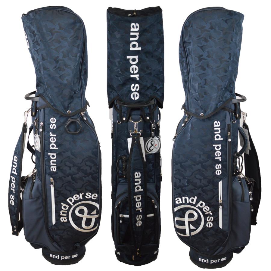 and per se（アンパスィ） キャディバッグ メンズ レディース 白 紺 9