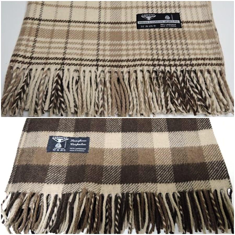 ラムウール100％ ひざ掛け チェック柄 Bigサイズ 大きい 肩掛け 毛布