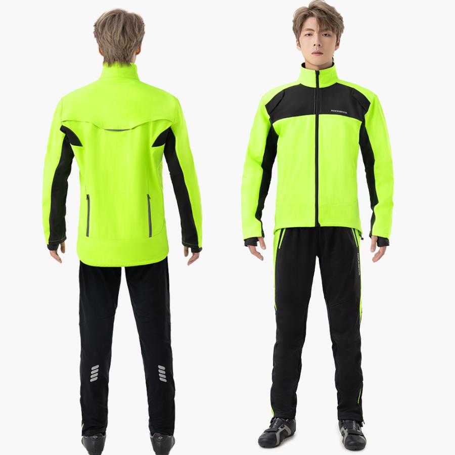 ROCKBROS サイクルジャージ メンズ 冬用 上下セット 蛍光 レディース