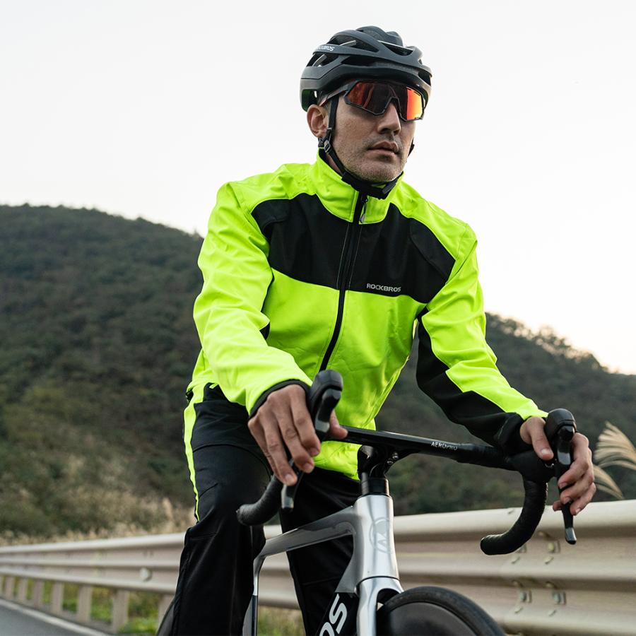 ROCKBROS サイクルジャージ メンズ 冬用 上下セット 蛍光 レディース